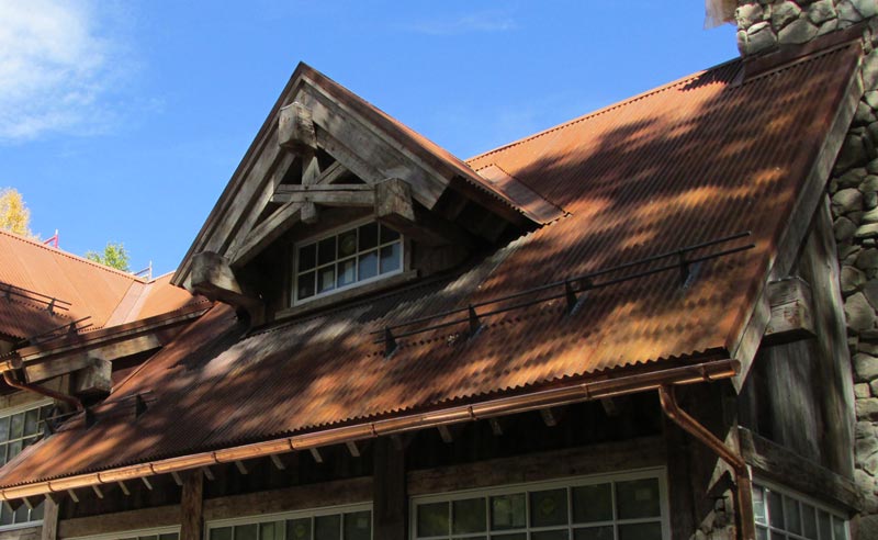 Rustic corrugated metal roof by Umbrella Roofing services Vail - Aspen Colorado